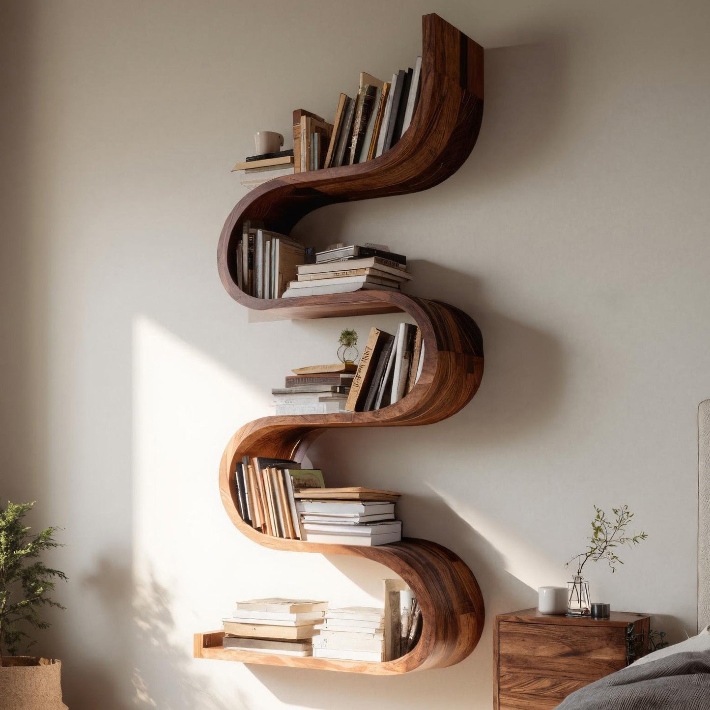 Contemporary Vertical Wall Bookshelf For Living Decor Kitchnce