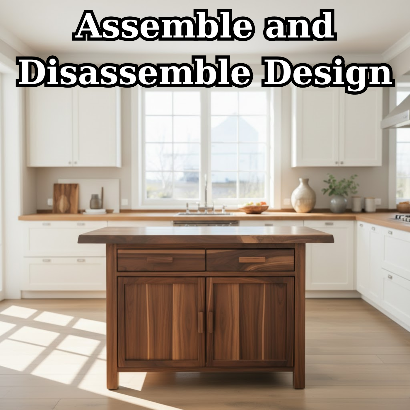 Handcrafted Solid Wood Kitchen Island with Dual Drawers and Spacious Cabinet Storage Kitchnce
