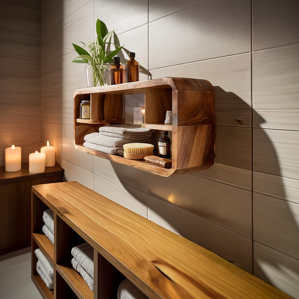 Organic Wave Wall Shelf with Layered Sculptural Storage