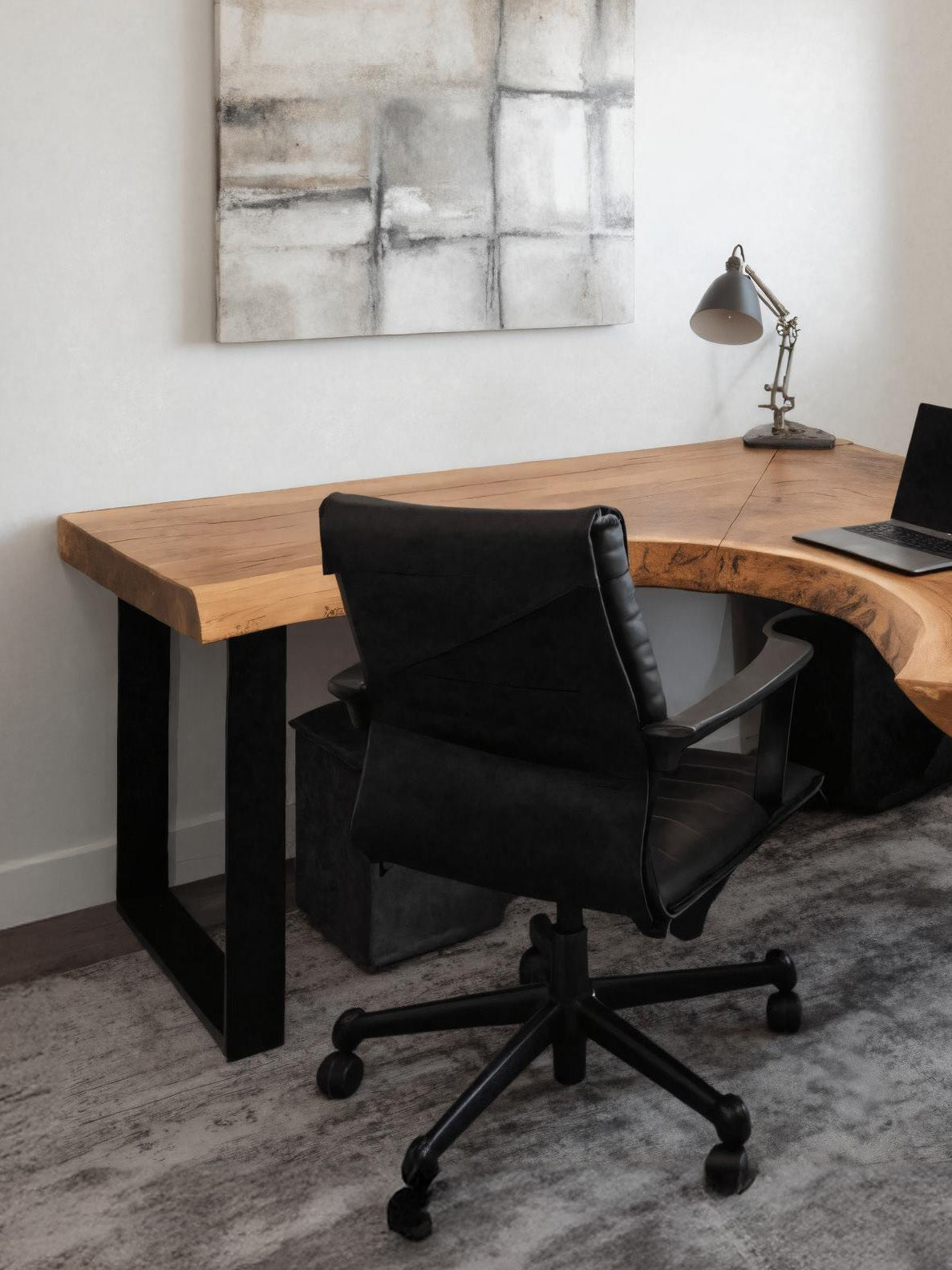 Modern Live Edge L Shaped Desk For Home Workspace Kitchnce