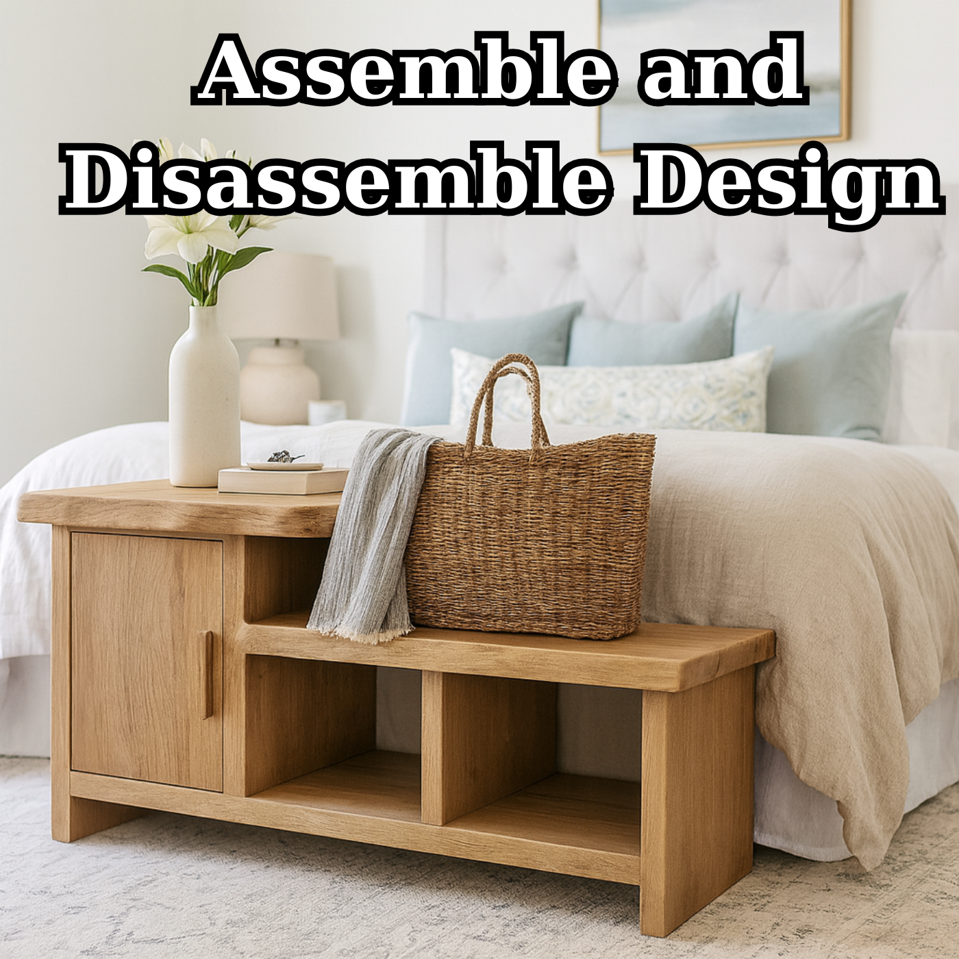 Handcrafted Solid Wood Bench – Modern Organic Seating with Versatile Storage Kitchnce