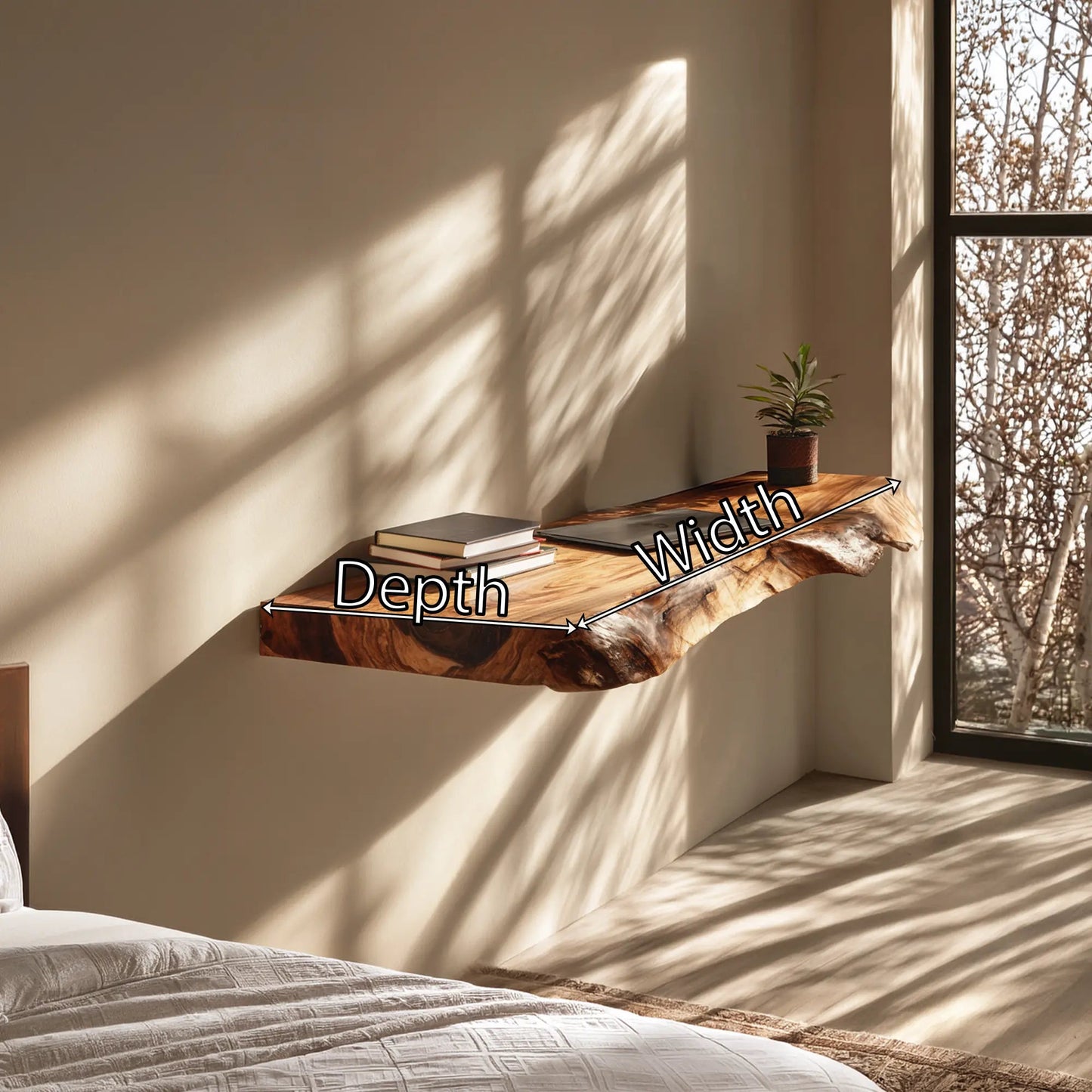 Natural Live Edge Wood Floating Shelf for Modern Wall Decor Kitchnce