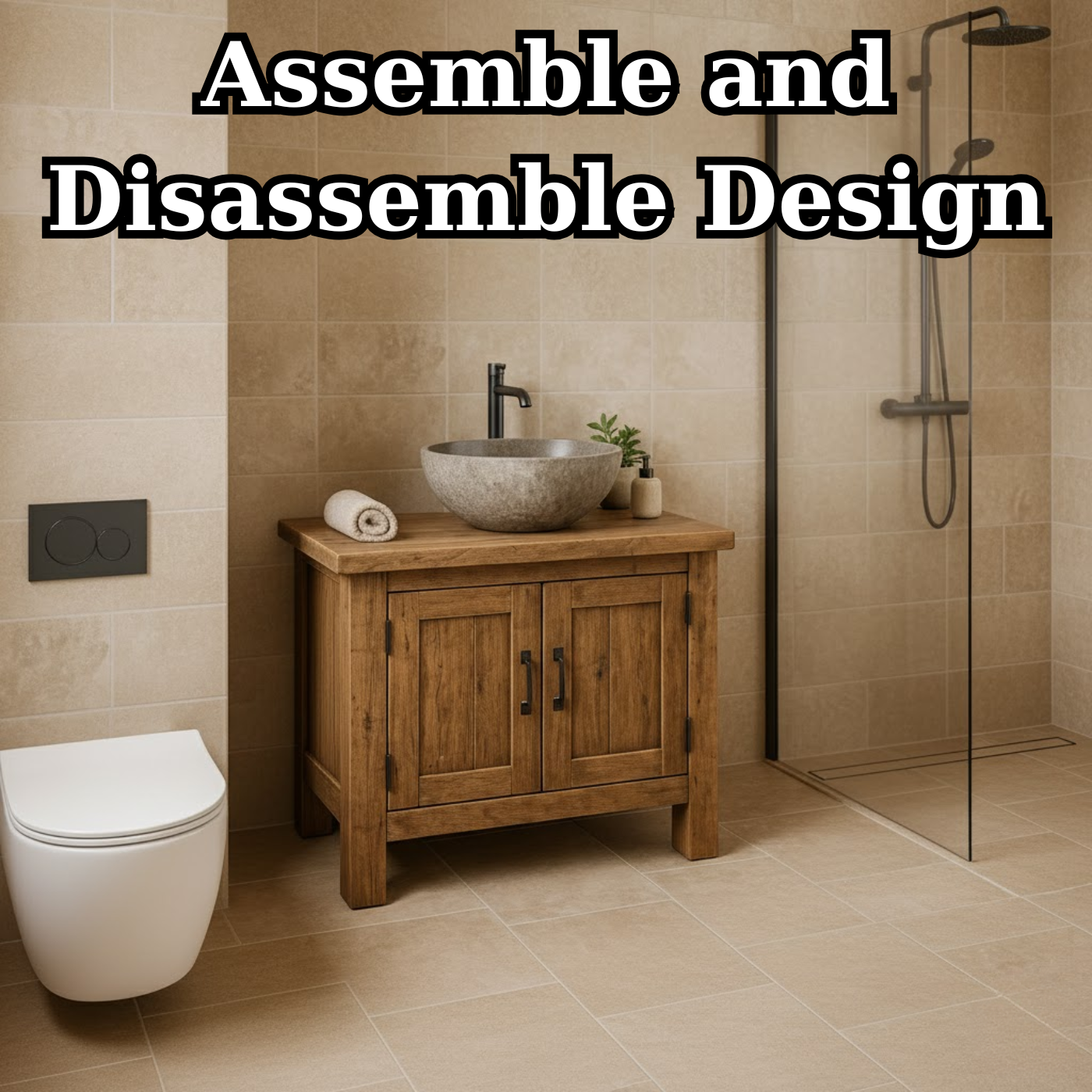 Handcrafted Soild Wood Bathroom Vanity | Compact Single Sink Cabinet Storage Kitchnce
