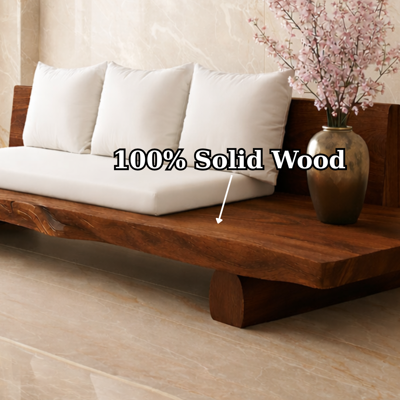 Handcrafted Solid Wood Platform Sofa Contemporary Style