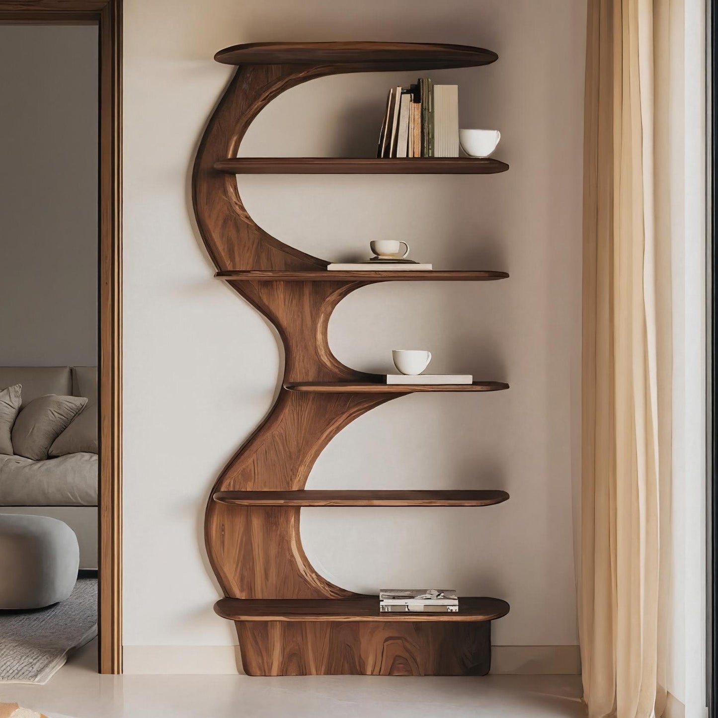 Modern Vertical Bookshelf With Open Storage For Living Room Kitchnce