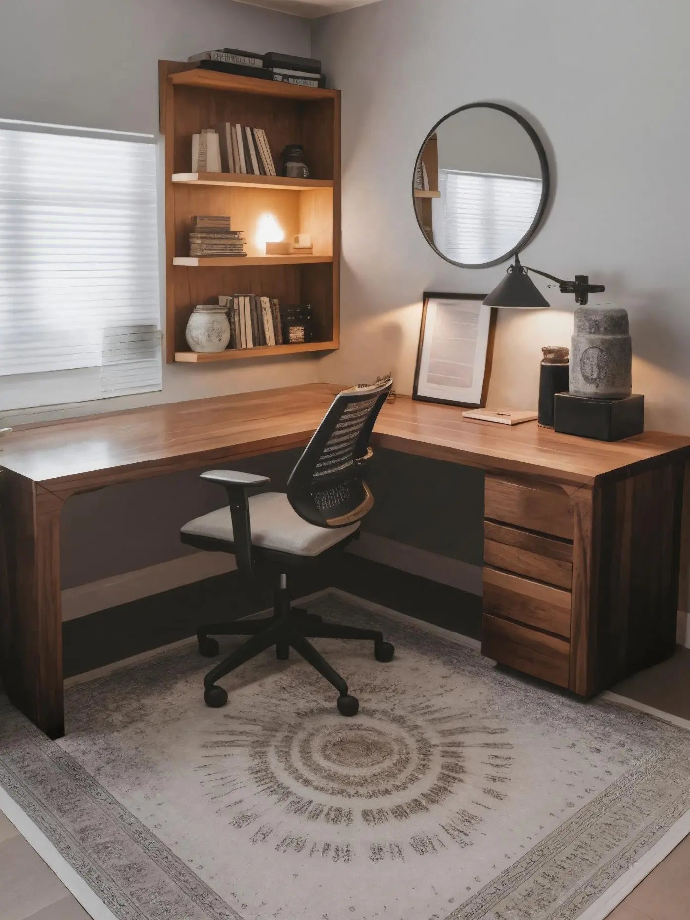 Modern L Shaped Desk with Drawers For Home Office Kitchnce