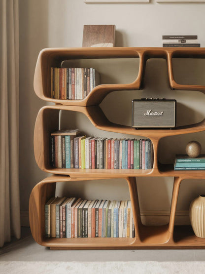 Modern Sculptural Bookshelf With Organic Curves For Living Room Kitchnce