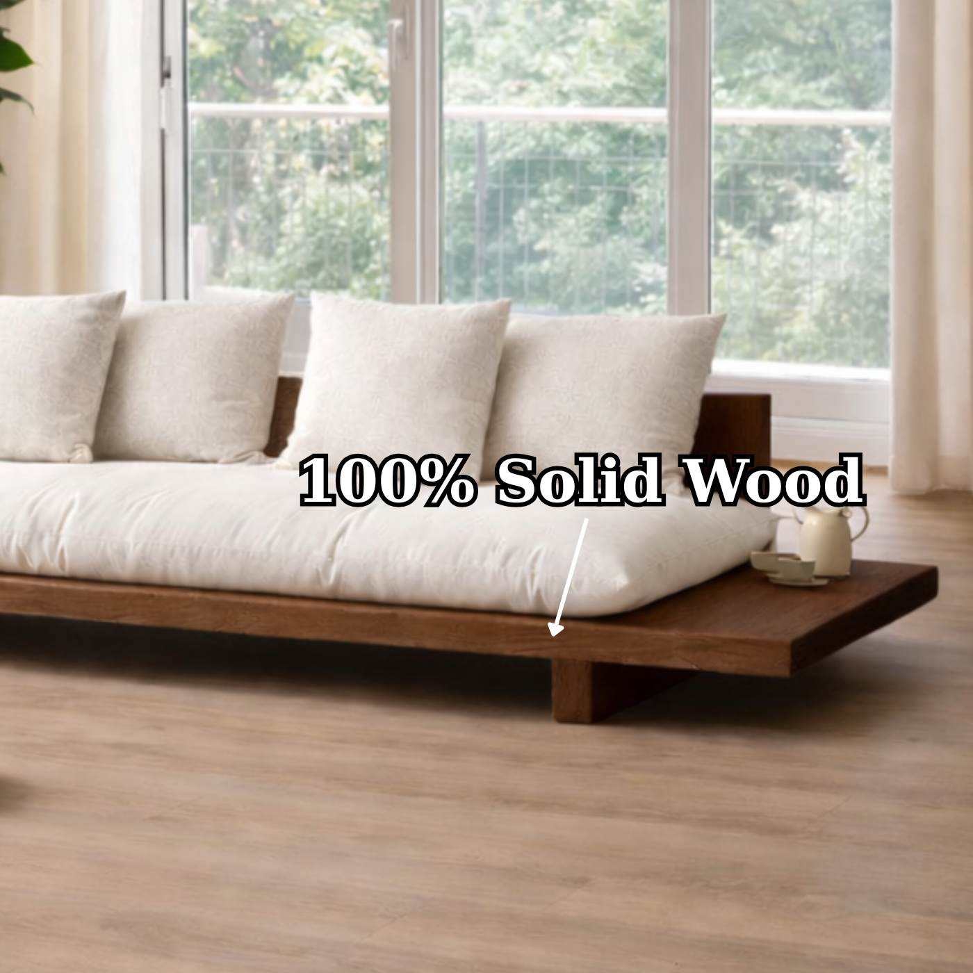 Modern Japandi Solid Wood Platform Sofa