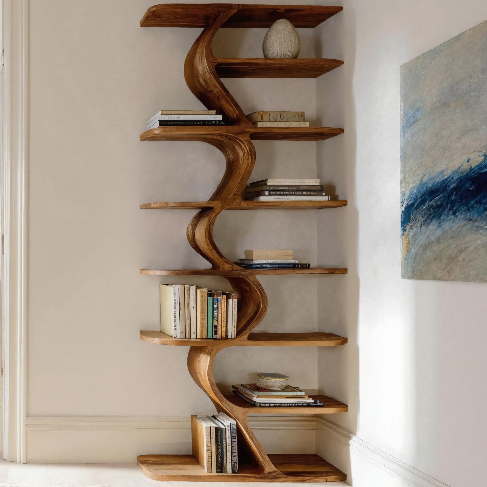 Organic Bookshelf For Living Room Interiors Kitchnce