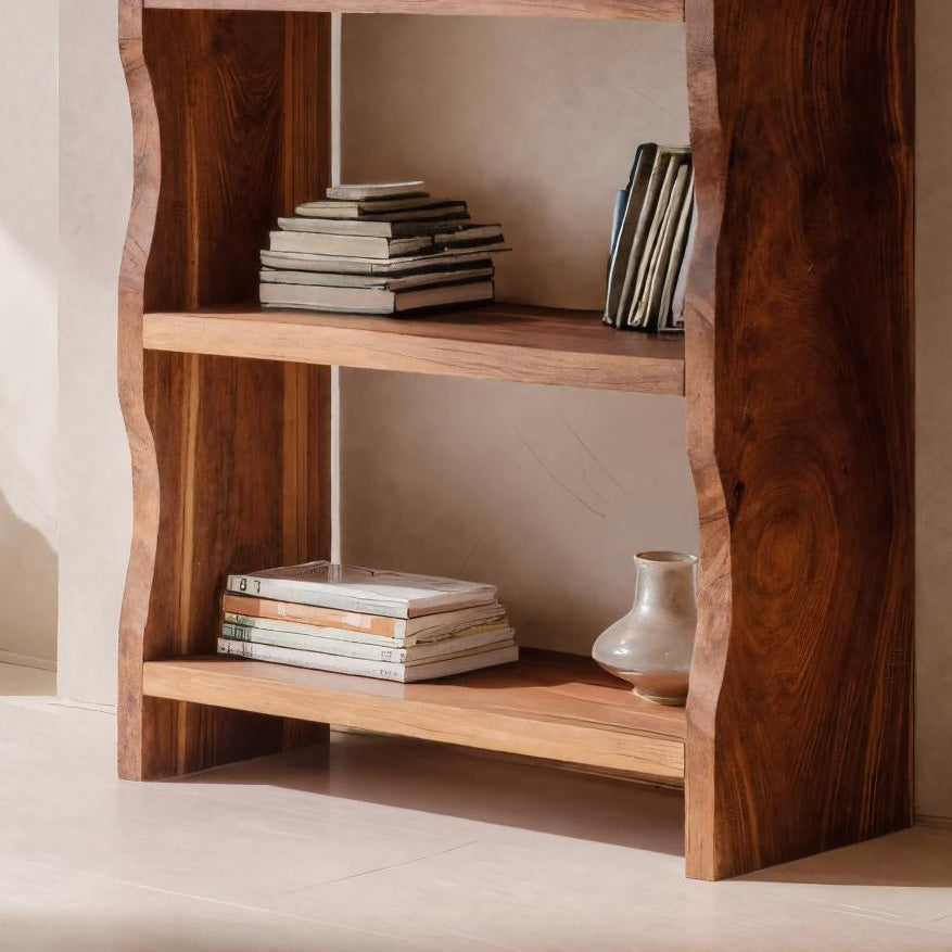 Modern Vertical Bookshelf With Natural Grain Design For Living Kitchnce