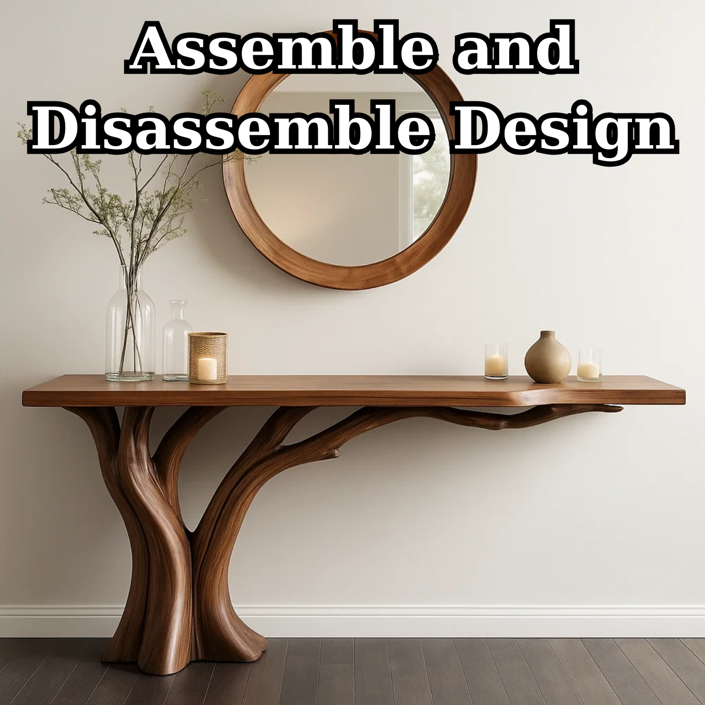 Handcrafted Solid Wood Entryway Console Table with Organic Branch Design Kitchnce