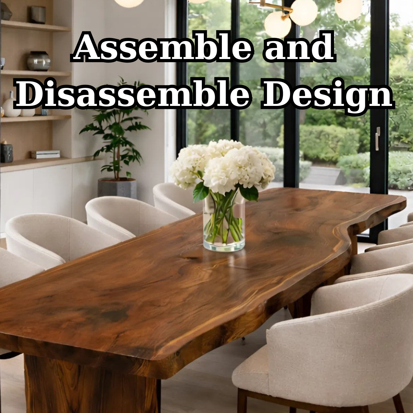 Farmhouse Solid Walnut Live Edge Dining Table for Modern Homes