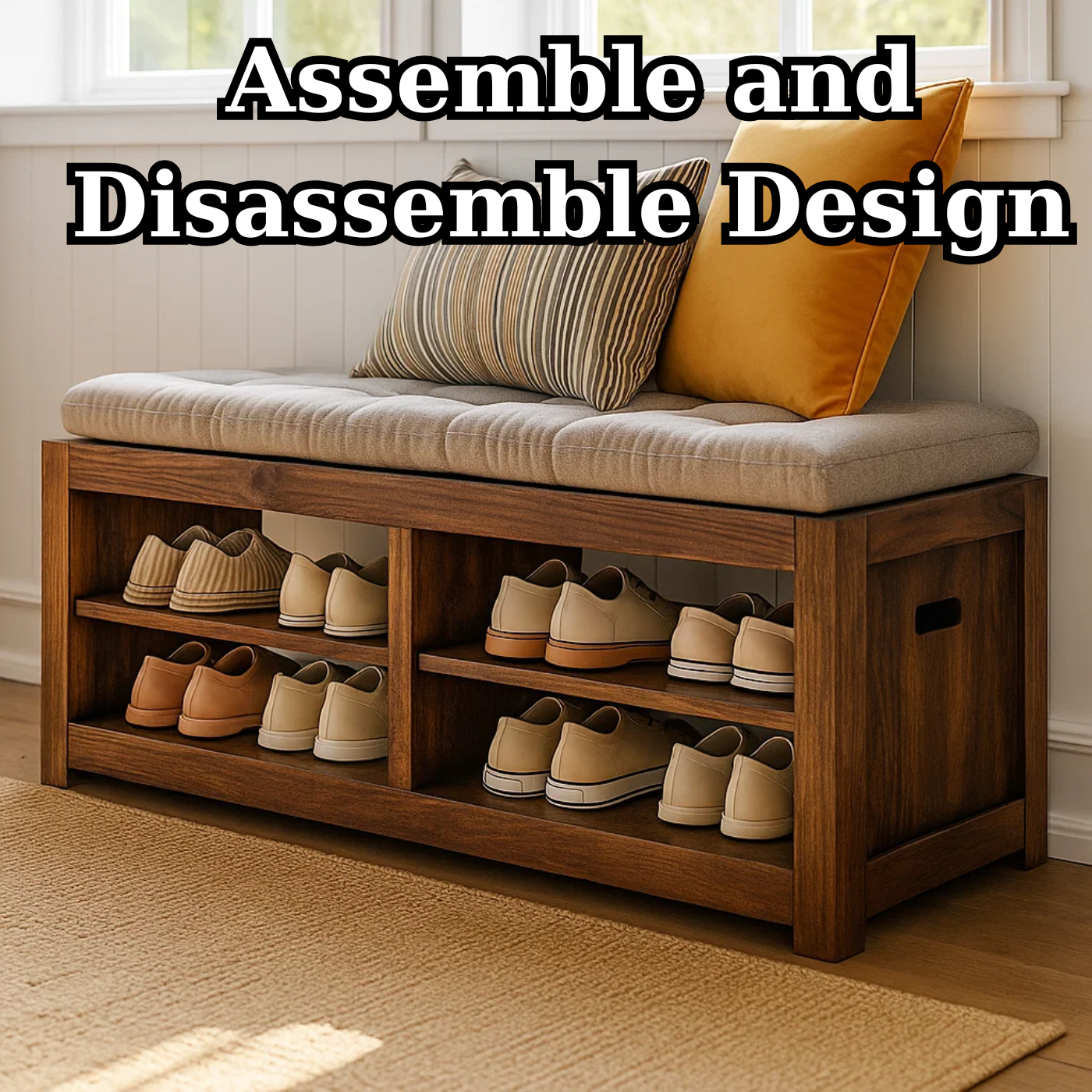 Handcrafted Solid Wood Bench – Transitional Design with Comfortable Upholstered Top Kitchnce