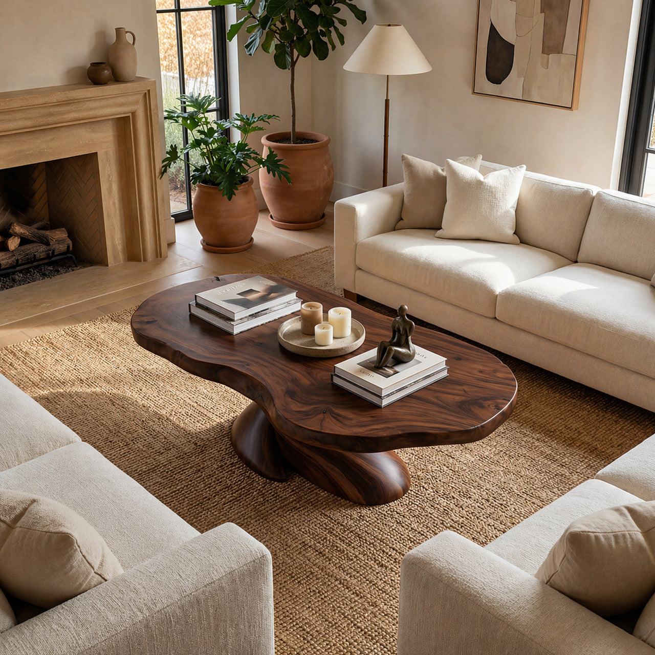 Sculptural Twist Pedestal Coffee Table for Organic Modern Living