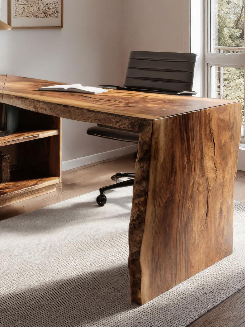 Modern L Shaped Desk With Bookshelf For Home Office Kitchnce