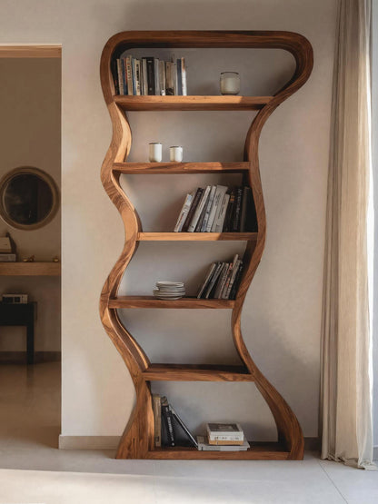 Organic Sculpture Wavy Bookshelf For Living Room Or Office Furniture Kitchnce