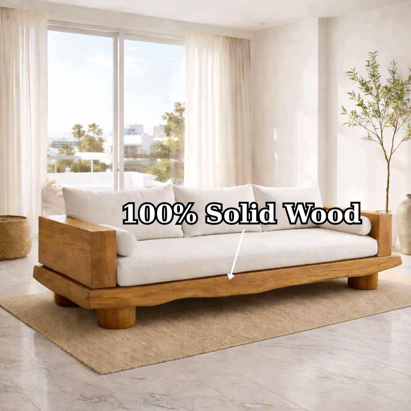 Solid Wood Platform Sofa Luxury Modern Style