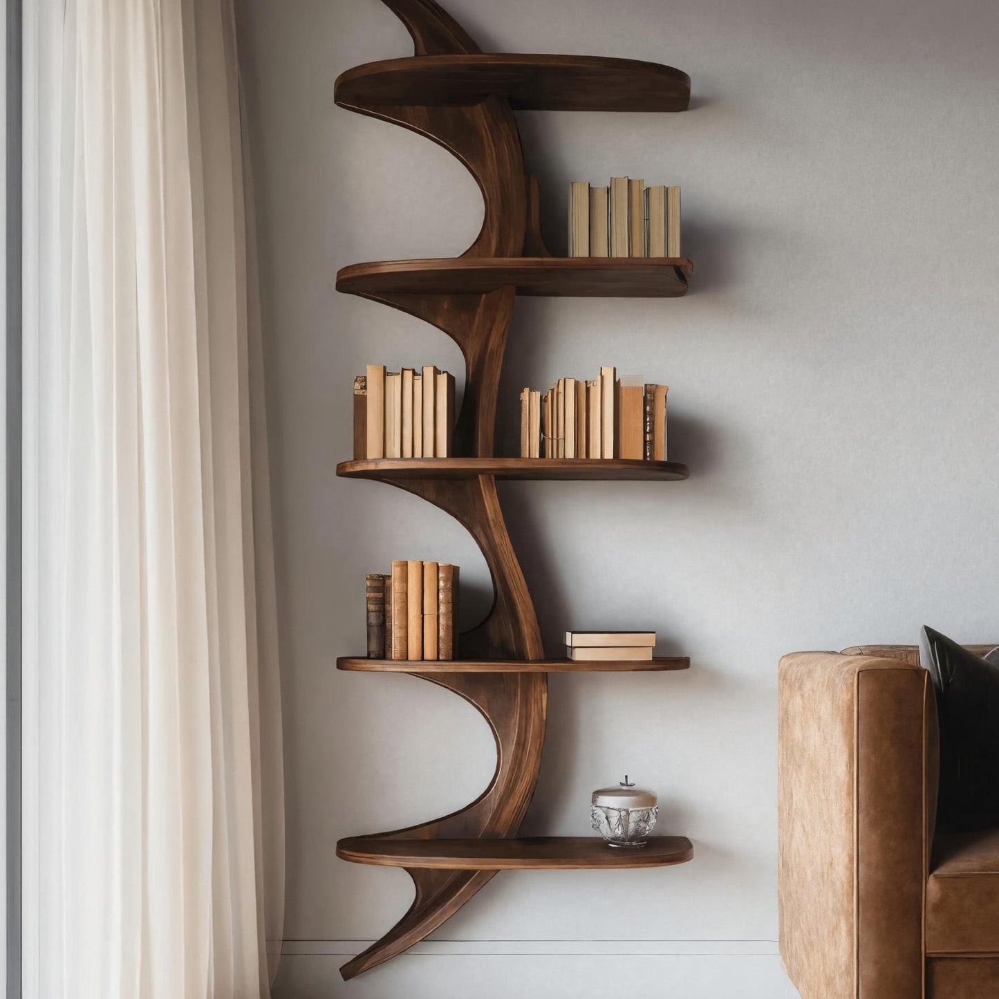 Organic Wall Bookshelf For Living Room Or Bedroom Kitchnce