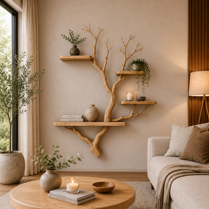 Tree Bookshelf | Handmade Solid Wood Floating Wall Shelf