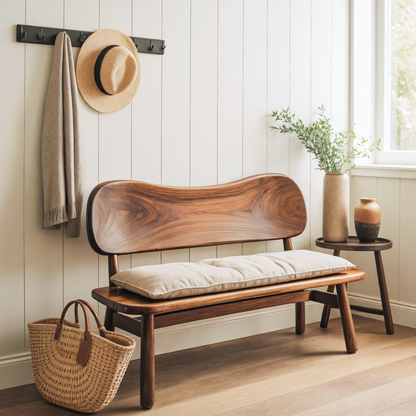Modern Bench With Curved Backrest For Bedroom Kitchnce