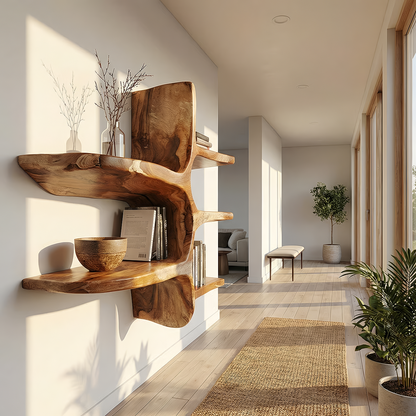 Organic Wall Mounted Shelf with Sculptural Branch Design