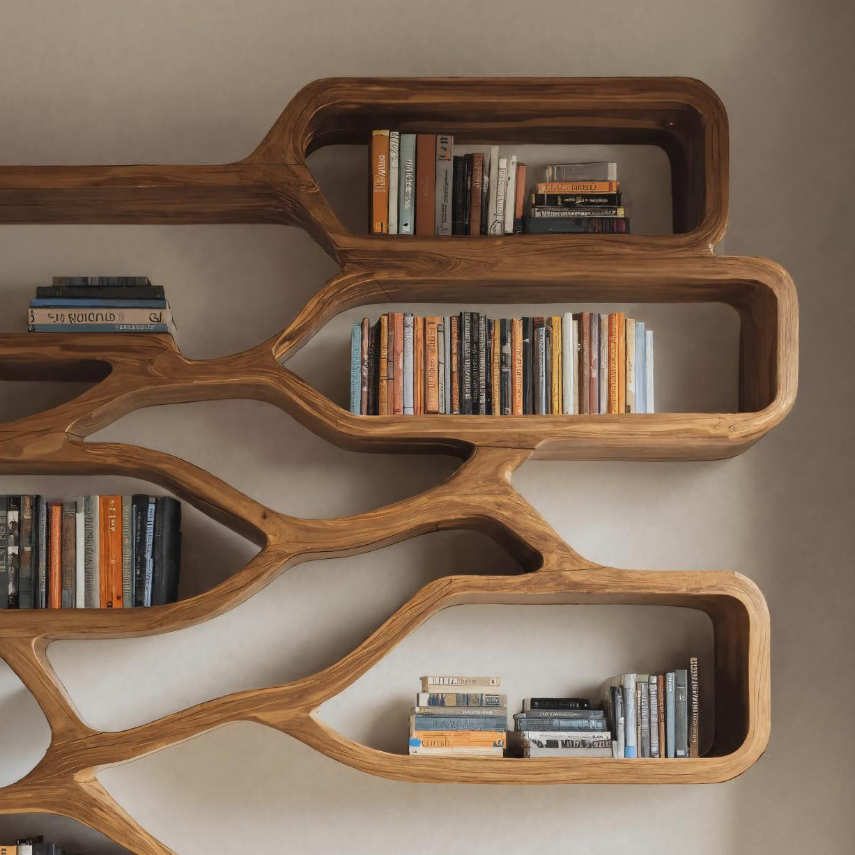 Modern Sculpted Bookcase For Living Room Kitchnce