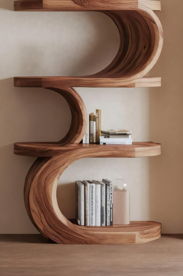 Modern Curved Bookshelf For Living Room Or Office Storage Kitchnce