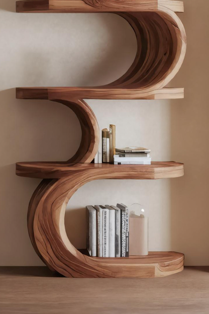 Modern Curved Bookshelf For Living Room Or Office Storage Kitchnce