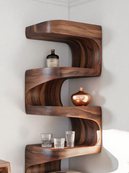 Modern Corner Wave Bookshelf For Living Room Or Contemporary Interior Kitchnce