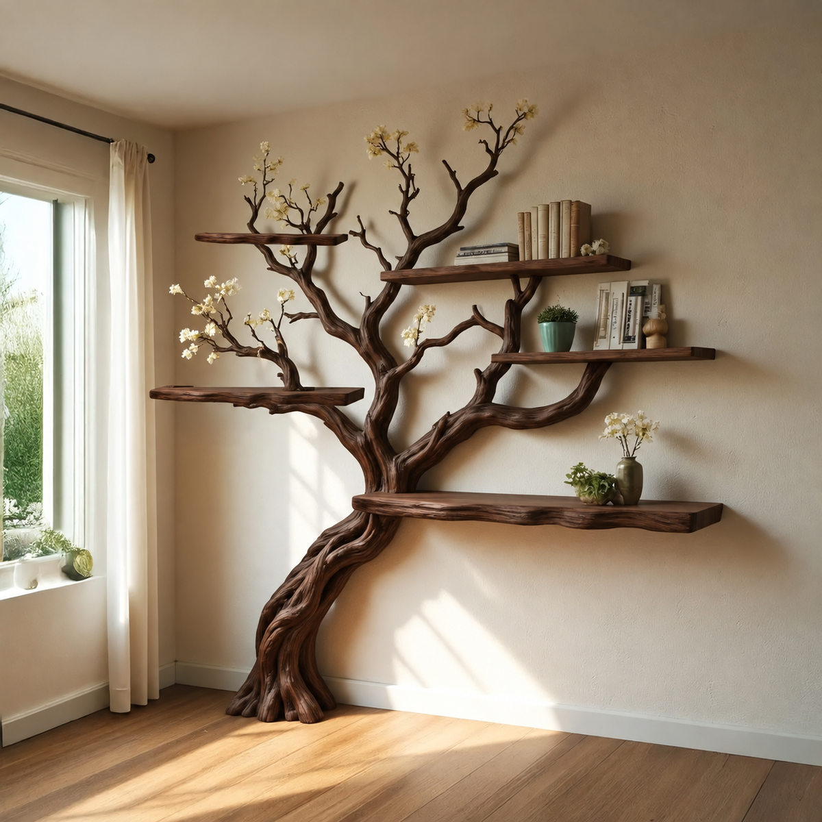 Everbranch Handcrafted Solid Wood Tree Bookshelf