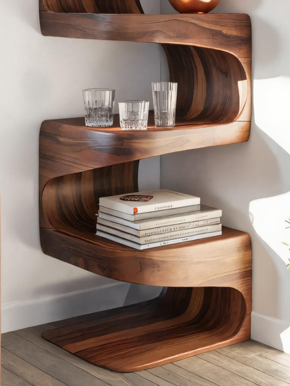 Modern Corner Wave Bookshelf For Living Room Or Contemporary Interior Kitchnce
