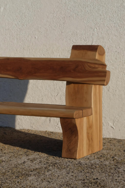Rustic Live Edge Bench With Natural Finish For Yard Or Porch Kitchnce