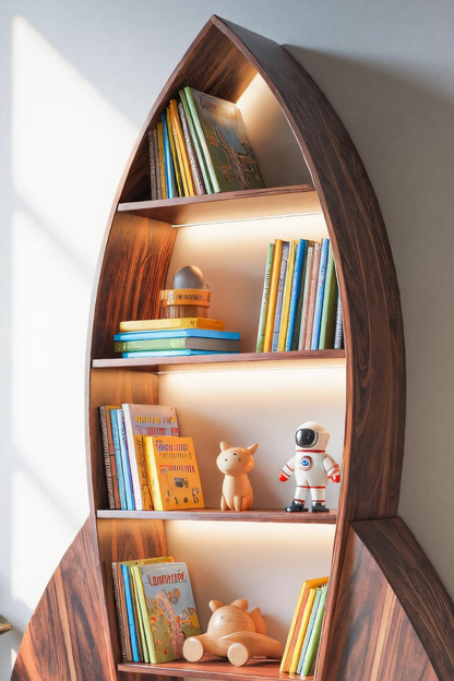 Rocket Shaped Bookshelf For Nursery Or Playroom Kitchnce