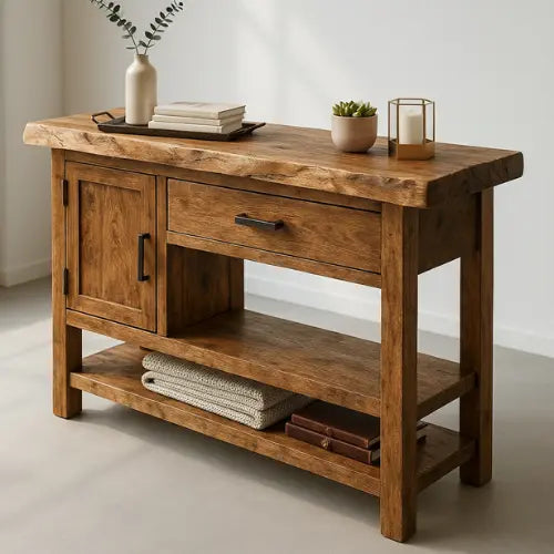 Handcrafted Solid Wood Console Table – Modern Rustic Functionality Kitchnce