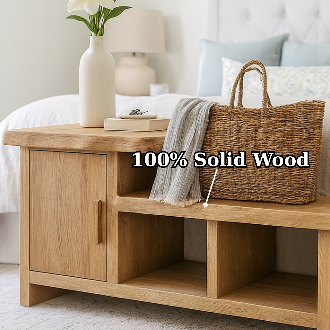 Handcrafted Solid Wood Bench – Modern Organic Seating with Versatile Storage Kitchnce