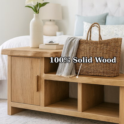 Handcrafted Solid Wood Bench – Modern Organic Seating with Versatile Storage Kitchnce