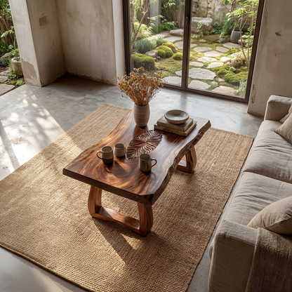 Live Edge Coffee Table with Sculptural Curved Base