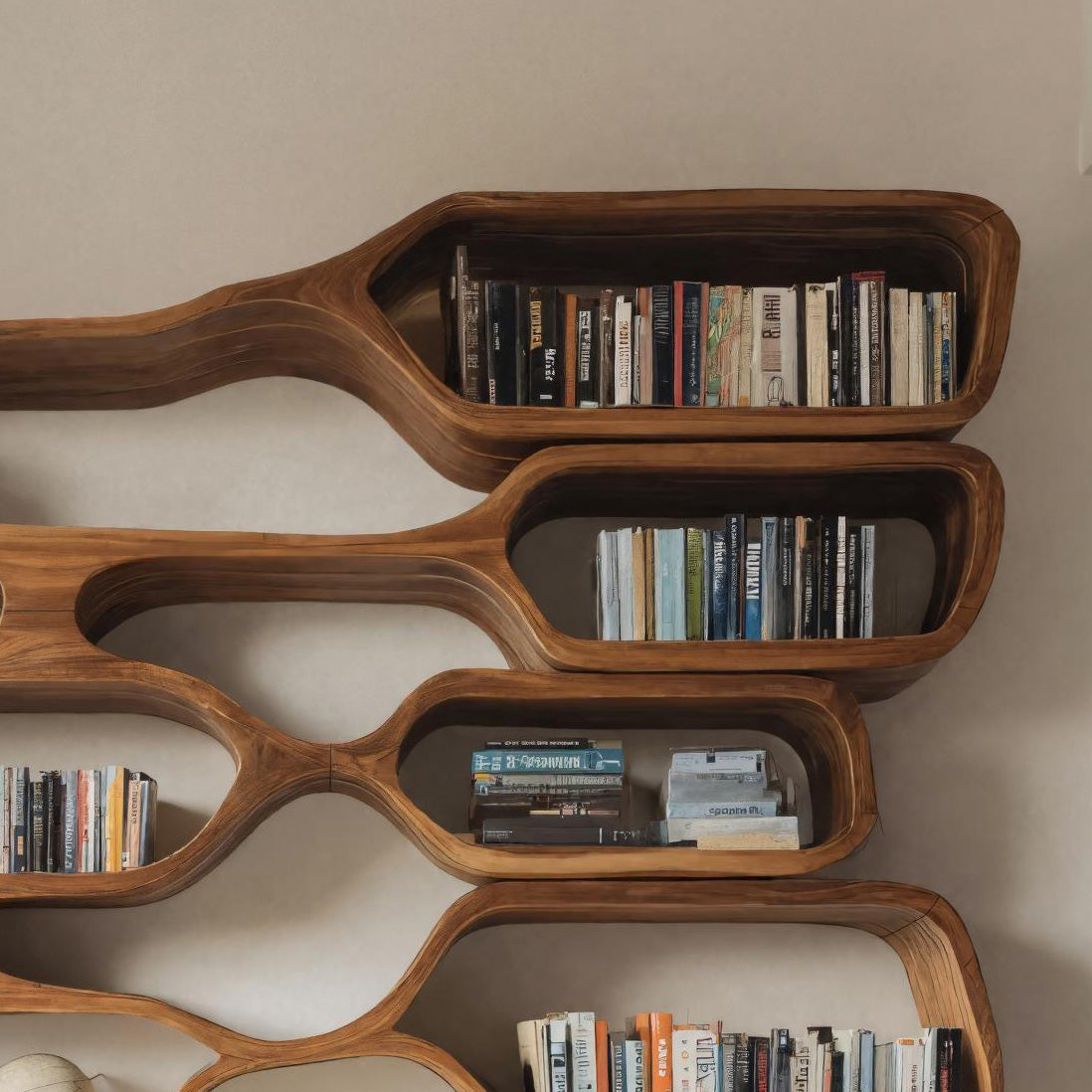 Organic Sculptural Wall Bookcase For Living Room Kitchnce