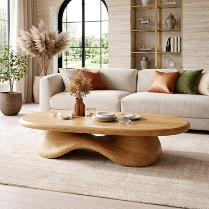 Modern Wooden Coffee Table with Elegant Curved Design