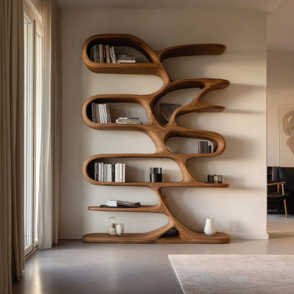 Contemporary Wooden Bookcase For Minimalist Living Room Decor Kitchnce