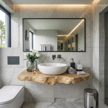 Floating Live Edge Solid Wood Bathroom Vanity Shelf – Natural Wood Wall Mounted Vanity Top Kitchnce