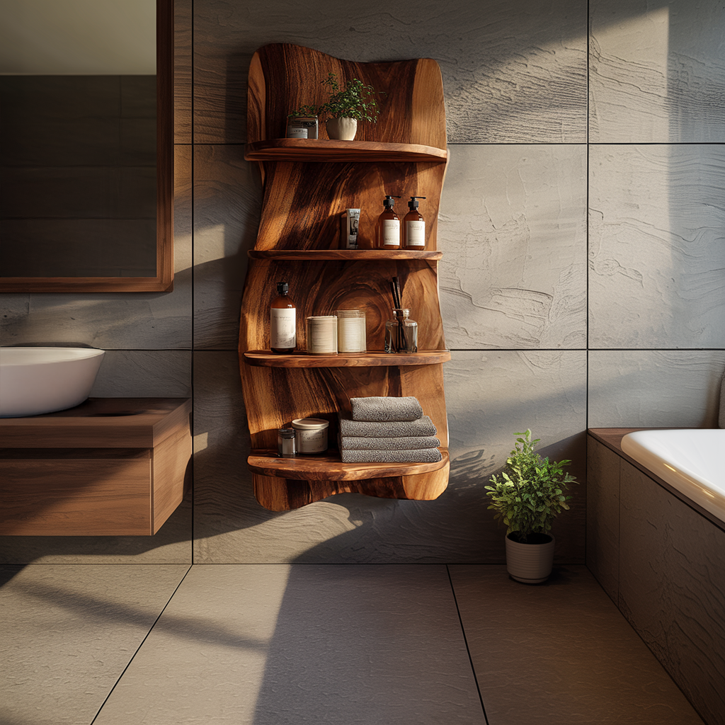 Floating Wall Shelf with Natural Edge Organic Design