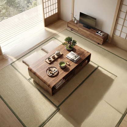 Modern Curved Coffee Table with Integrated Storage Design