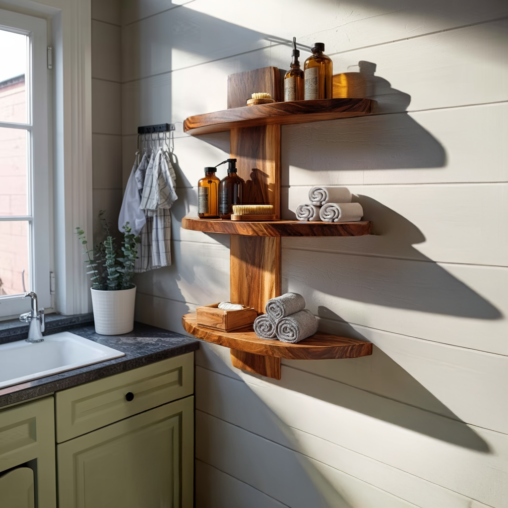Rounded Floating Shelf with Soft Edge Minimal Wood Design