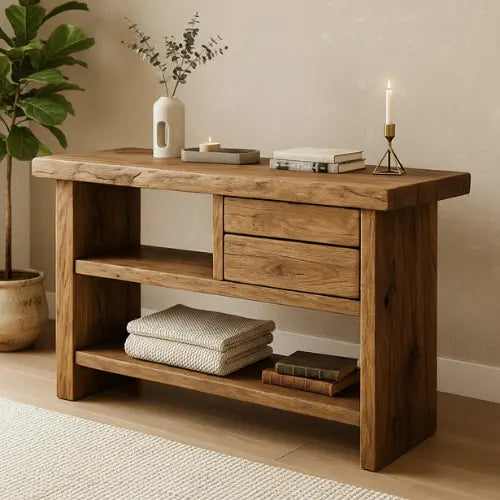 Handcrafted Natural Wood Console Table – Minimal Organic Design Kitchnce