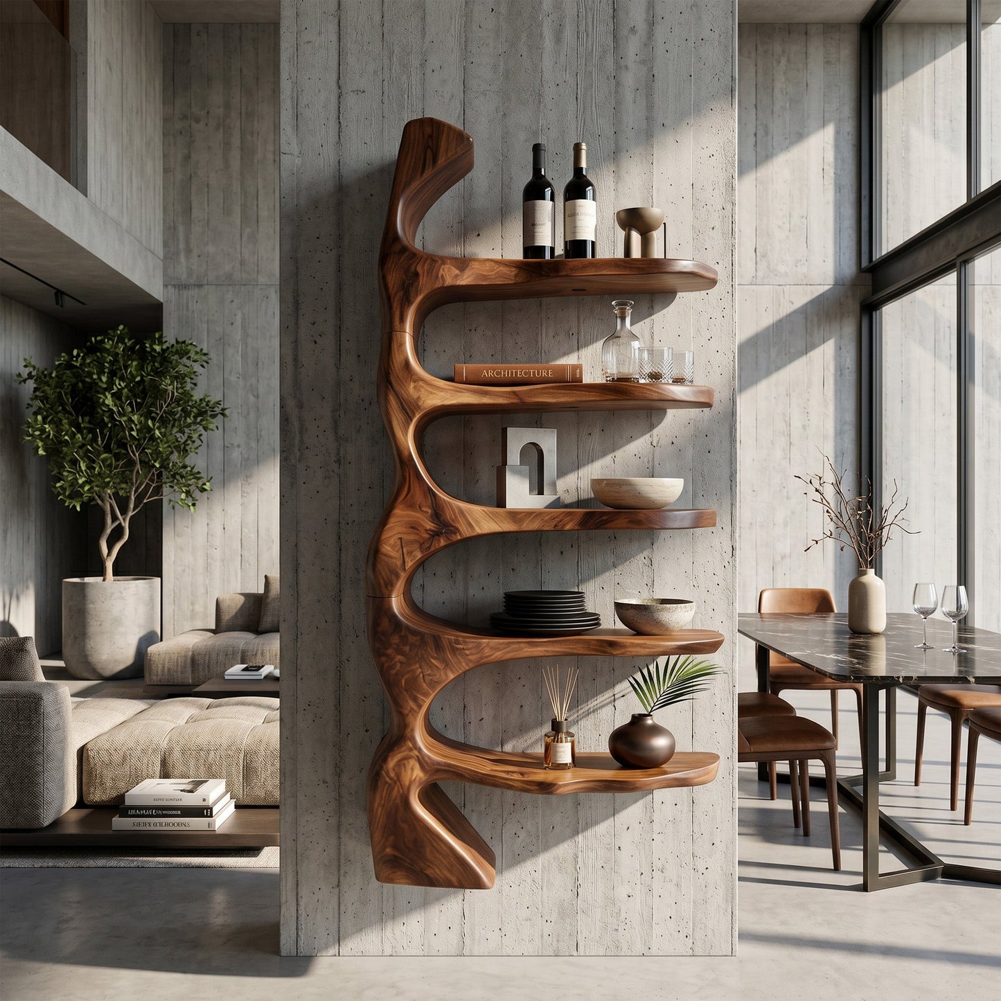 Vertical Wood Wall-Mounted Shelf With Open Display