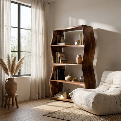 Elegant Natural Wood Bookshelf For Living Room Storage Kitchnce