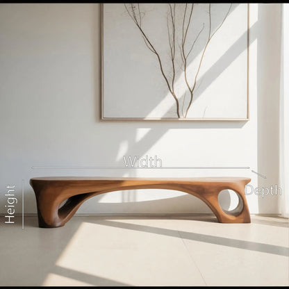 Modern Sculptural Bench With Curved Design For Living Room Kitchnce