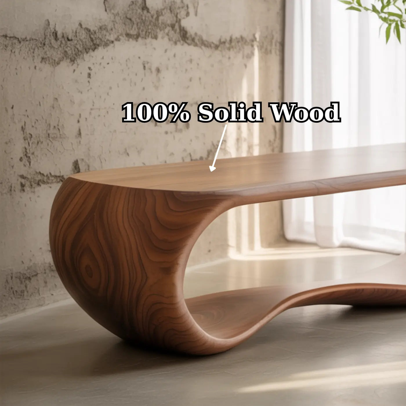 Handcrafted Solid Wood Bench – Sculptural Modern Walnut Wave Table Kitchnce
