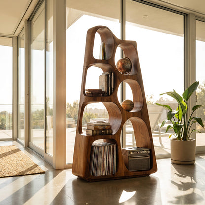 Organic Wooden Bookshelf For Japandi Furniture Decor Kitchnce